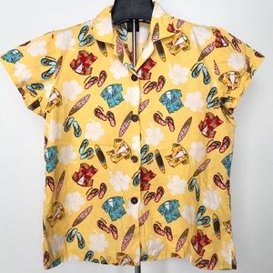 Favant yellow Hawaiian button down surf shirt